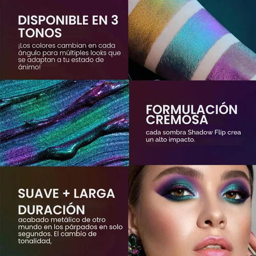 Miniatura 7 de Sombra de ojos de camaleón líquida metálica, aspecto de ojos multidimensional, maquillaje holográfico de larga duración con purpurina multicolor