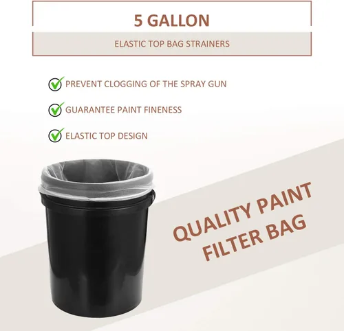 Miniatura 5 de Patelai 30 bolsas de filtro de pintura de 5 galones de malla fina regular/coladores elásticos para uso con pulverizadores de pintura (blanco)