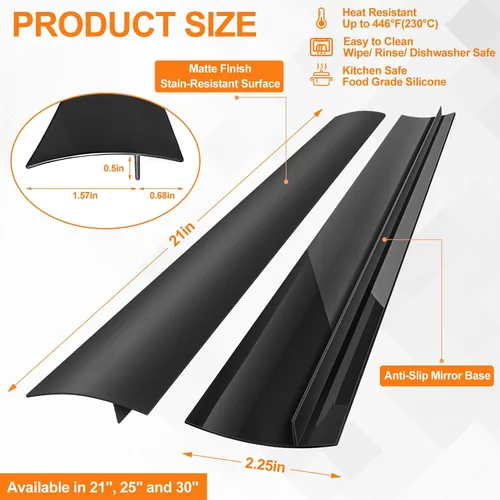 Miniatura 2 de FLSEPAMB Cubiertas de silicona para huecos para estufas, paquete de 2 unidades resistentes al calor para rellenar huecos para horno, sellan huecos