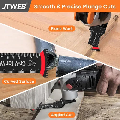 Miniatura 5 de JTWEB Hojas de sierra oscilantes de dientes japoneses de madera, 12 piezas estándar y de alcance extra largo con borde en forma de arco, cuchillas