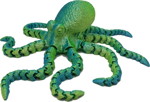 Miniatura 27 de Pulpo impreso en 3D – Personalizable, hecho a pedido Modelo animal articulado (pequeño, morado con tentáculos verde lima)