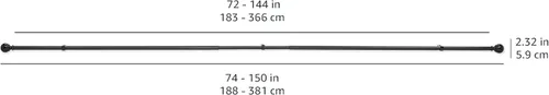 Miniatura 6 de Amazon Basics - Barras ajustables para cortinas para ventanas, con remates redondos, barra de 1 pulgada, de 36" a 72", color negro, paquete de 1