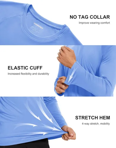 Miniatura 93 de MAGCOMSEN Camisas de manga larga para hombre, protección solar UPF 50+, camisetas atléticas para senderismo, correr, entrenamiento, protección