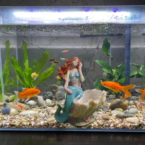 Miniatura 3 de Figuritas de sirena, adorno de acuario, resina, estilo mediterráneo, sirena, princesa, manualidades, estatua, organizador de almacenamiento de Azul