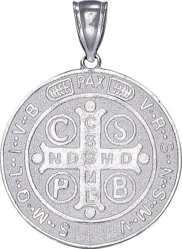 Miniatura 2 de Collar con colgante reversible de plata de ley con medalla de San Benito, 1.260 in