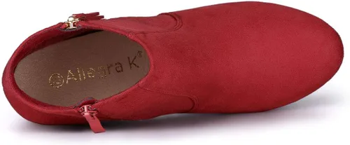 Miniatura 5 de Allegra K Botines de tacón grueso con cremallera lateral para mujer