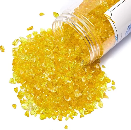 Miniatura 2 de TWINKLING Grava de vidrio de alto brillo con destellos, vidrio roto, chips de gemas de fuego, vidrio triturado para chimenea, manualidades