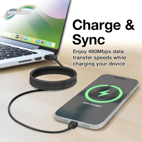Miniatura 3 de BoxWave Cable compatible con Canon EOS RP - DirectSync - USB 3.0 A a USB 3.1 tipo C, cable USB C de carga y sincronización - 6 pies - Negro