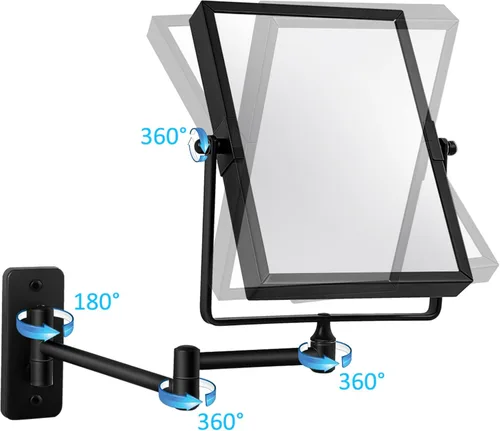 Miniatura 4 de QiMH Espejo de pared con aumento 3X, rectangular de 8 x 6 pulgadas con brazo extensible Espejo giratorio de doble cara para afeitado y tocador