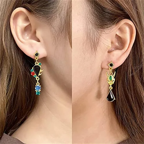 Miniatura 2 de Juego de anime Genshin Impact Zhongli Keqing Mona - Aretes de joyería de moda para mujeres y niñas Metal Plata tibetana