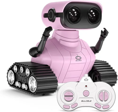 Miniatura 8 de ALLCELE - Robots de juguete, robots RC recargables para niños, juguete con control remoto, tiene música y ojos LED, regalo ideal para niños - Verde