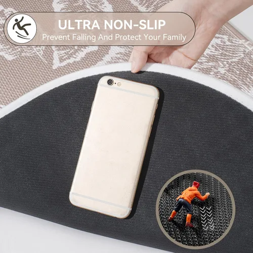 Miniatura 5 de YDKGL Alfombra de baño de medio círculo, alfombras de baño finas para debajo de la puerta, de secado rápido, antideslizante, lavable, con respaldo