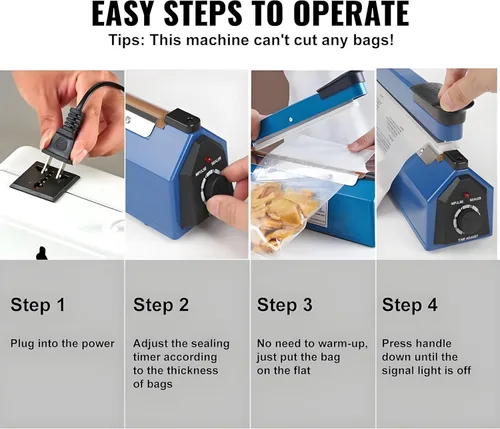 Miniatura 4 de Sellador por impulsos Máquina selladora manual de 16 pulgadas con modo de calefacción ajustable, selladores de bolsas retráctiles ABS para bolsas