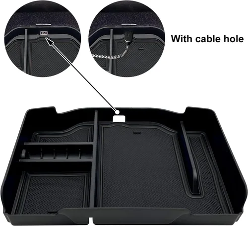 Miniatura 3 de Organizador de consola central compatible con Dodge RAM 1500 2500 3500 2026 2025 2024 2023 2022-2019 Accesorios Caja de almacenamiento interior Negro