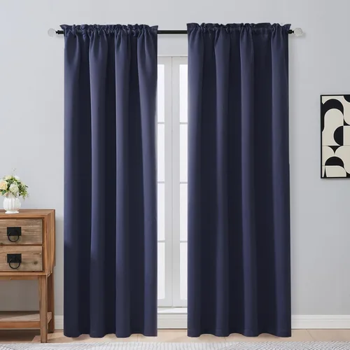 Miniatura 122 de OVZME Cortinas opacas turquesa para tratamiento de ventanas pequeñas, cortinas cortas con bloqueo de luz para ventana de cocina sobre el fregadero