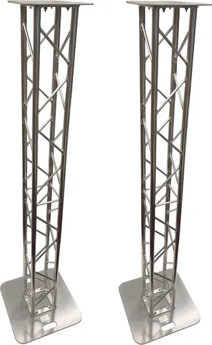 2 DJ Lighting 6.56 pies (6.6 ft) de aluminio atornillado 8"x8" braguero ligero sistema de tótem dual. 100% aluminio perno estilo trussing 25 libras.