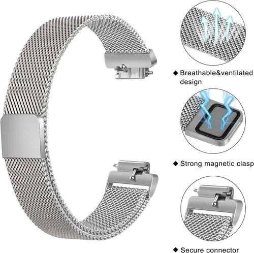 Miniatura 3 de Amzpas Bandas compatibles con Fitbit Inspire 2, Fitbit Inspire HR y Fitbit Inspire y Fitbit Ace 2, pulsera magnética ajustable de acero inoxidable
