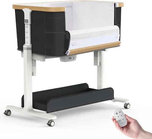 Moisés eléctrico para bebé con movimiento mecedor, 3 en 1, para recién nacido con 5 alturas ajustables, cama automática para niño/niño, color negro