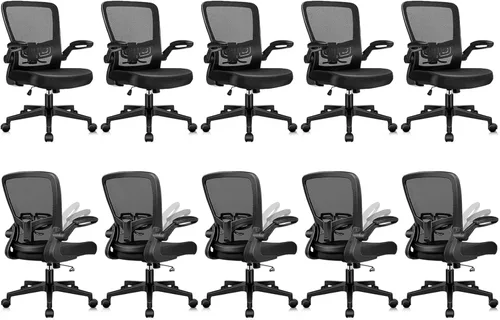 Miniatura 31 de KLASIKA Sillas de escritorio con ruedas, silla de oficina ergonómica de malla, altura ajustable y soporte lumbar giratorio, silla de oficina en casa
