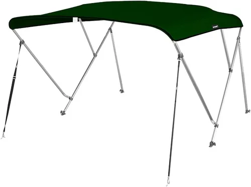 Miniatura 12 de MSC - Toldo superior de barco de 3 y 4 arcos, poliéster teñido en solución 600D, incluye 2 postes de soporte y 4 correas ajustables Verde bosque