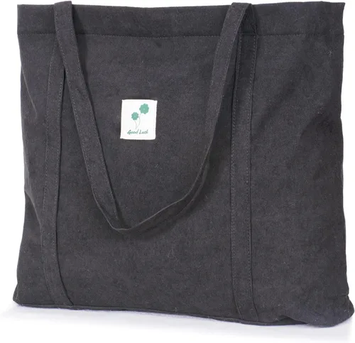 Gophra bolsa de pana para mujeres, niñas, niños, bolsa de hombro con bolsillo interior para trabajo, playa, almuerzo, viajes y compras