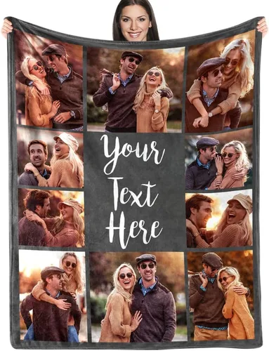Miniatura 8 de ICELIETE Manta personalizada con texto en imagen, manta de forro polar personalizada con foto para regalos para parejas, mantas personalizadas y 08