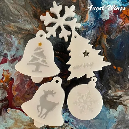 Miniatura 3 de Moldes de resina con forma de árboles de Navidad superbrillantes, molde de resina de silicona, molde colgante de decoración de Navidad