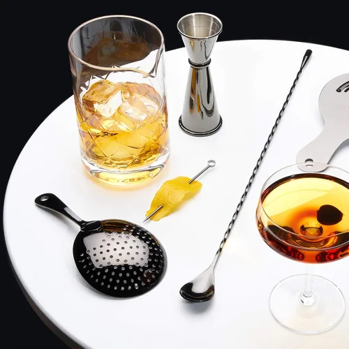 Miniatura 4 de Viski Julep - Colador de cóctel de acero inoxidable, herramientas de barra, cuchara de bebidas para camareros y mixólogos, uso doméstico o Negro