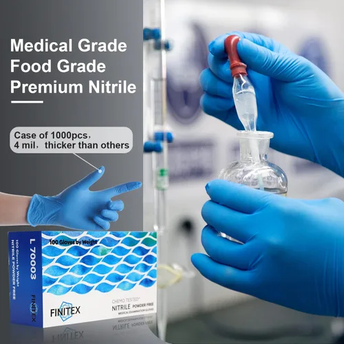 Miniatura 5 de FINITEX Guantes desechables de nitrilo para examen médico, 4 mil, sin polvo, sin látex, 100 unidades, para examen, limpieza del hogar, guantes