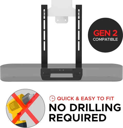Miniatura 2 de Soporte de TV Soundbass Beam, Compatible con las Generaciones 1 y 2 del Soporte de Montaje Sonos Beam para TV, Negro, Kit Completo de Hardware