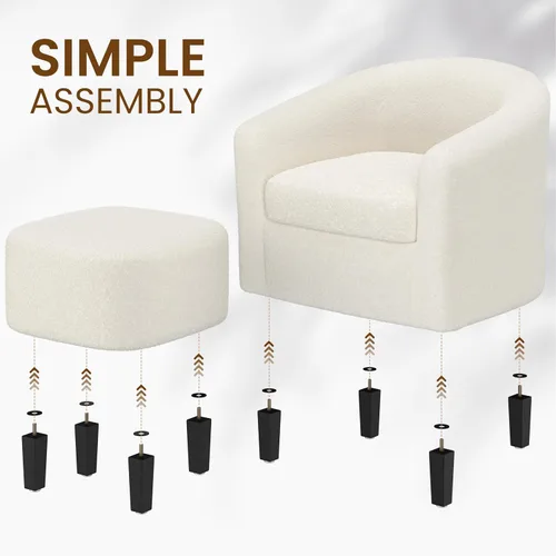 Miniatura 7 de Yaheetech Juego de 2 sillas tipo barril de pana, tapizadas, sillones redondos, sillas de espera con cojín suave para sala de estar, dormitorio, sala