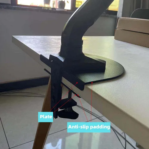 Miniatura 6 de Placa de refuerzo de montaje de monitor de acero, placa de refuerzo de brazo de monitor para mesa frágil, placa de refuerzo de montaje en monitor se