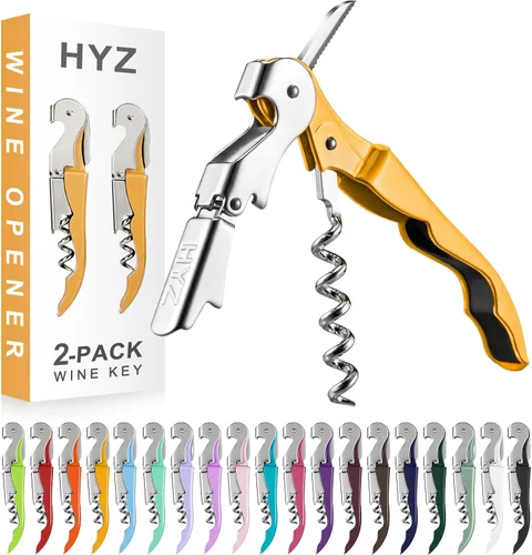 Miniatura 20 de HYZ Paquete de 2 sacacorchos para camarero, llave de vino profesional para servidores, camarero con cortador de lámina, abridor manual de botellas
