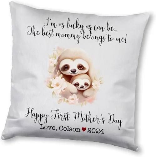 Miniatura 8 de Mother's Day Sloth, First Mother's Day Custom Pillowcase, Personalized Mother's Day Pillowcase, Gift for Mom, Home Decor