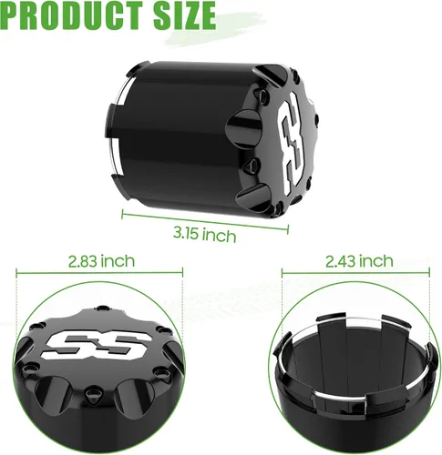 Miniatura 7 de 10L0L - Juego de cubiertas de tapa central para ruedas de carrito de golf universal SS para EZGO, Club Car, Yamaha, 4 piezas (negro)
