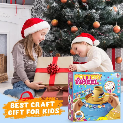 Miniatura 7 de TingingYuli Rueda de cerámica para niños con kit de arcilla, artes y manualidades para niños de 6 a 8 a 12 años, kit completo de cerámica
