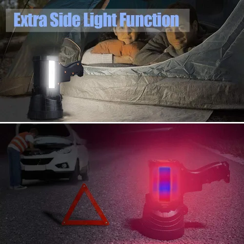 Miniatura 4 de YIERBLUE - Foco recargable, superbrillante, 1000 000 lúmenes, led, linterna, proyector de mano, 10 000 mAh, larga duración, linterna grande y Negro