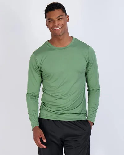 Miniatura 3 de Paquete de 4 Camiseta de manga larga para hombre Dry-Fit que absorbe la humedad Camiseta Atlética con cuello redondo con protección solar
