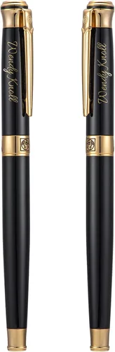 Wikult Picasso 903 - Pluma estilográfica personalizada de oro negro, punta fina, regalo con bolsa pequeña para bolígrafo, grabado con tu nombre