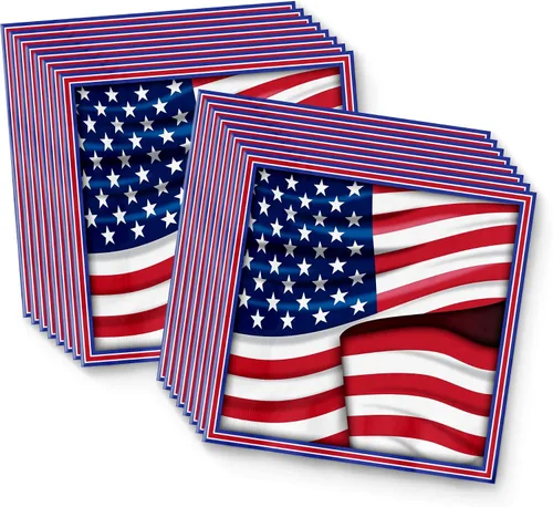 Miniatura 4 de Platos de papel del 4 de julio, juegos de platos desechables del 4 de julio, suministros para fiestas patrióticas de bandera estadounidense, platos
