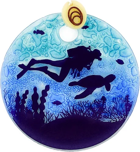 Miniatura 6 de Adorno de tortuga marina para bebé - Vidrio fundido hecho a mano, decoración colgante de 2.5 pulgadas para ventanas, árbol de Navidad, colgante
