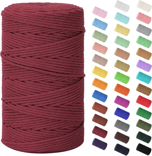 Miniatura 63 de Cordón de macramé de 0.079 in x 380 yardas (1140 pies), cuerda de algodón natural para colgar en la pared, ganchos de plantas, manualidades, Beige