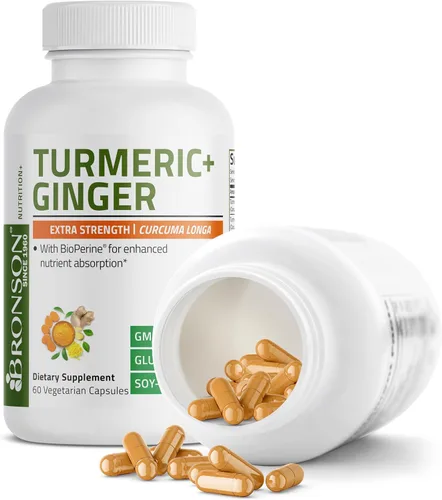 Miniatura 5 de Bronson Cúrcuma + jengibre extra fuerte apoyo para la salud y la digestión de las articulaciones con BioPerine, sin OMG, 60 cápsulas vegetarianas