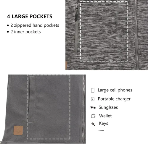 Miniatura 23 de Little Donkey Andy Chaleco de forro polar reversible para hombre, ligero, cálido, sin mangas, con capucha, para senderismo, caminar, viajar