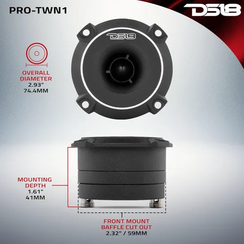 Miniatura 7 de DS18 Audio PROTWN1 PRO 1" Titanio NEO Slim Bullet TW Negro