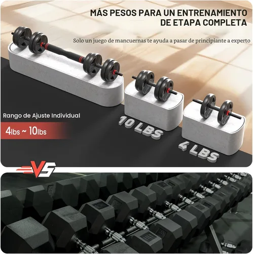 Miniatura 8 de Juego de mancuernas ajustables, juego de pesas libres de 20/30/40/60/80 libras con conector, diseño 3 en 1 para entrenamiento con mancuernas, pesas