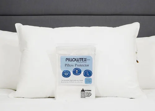 Miniatura 7 de 100% algodón, a prueba de plumas, protector de almohada, reduce los golpes con fundas hipoalergénicas, transpirables, lavables a máquina