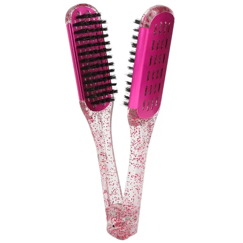 Miniatura 9 de ZJchao Cepillo de pelo con abrazadera, cepillo de doble cara, cepillo para alisar el cabello, forma de V, doble peine para alisar el cabello, férula