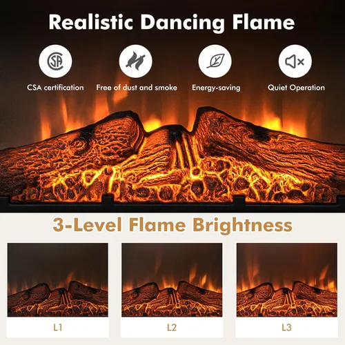 Miniatura 4 de GOFLAME Soporte de TV de 58 pulgadas con inserto de chimenea eléctrica, centro de entretenimiento con chimenea con armarios laterales y estantes