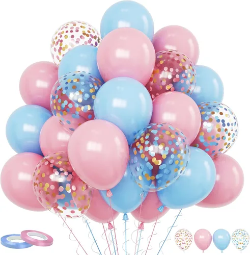 Miniatura 14 de Funhot - Set de globos rosados, 60 globos de látex rosa intenso, 30,5 cm, globos de confeti rosa, globos de fiesta metálicos rosa pastel, helio